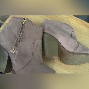 Liliana Blush Ankle Booties with Gold Accent